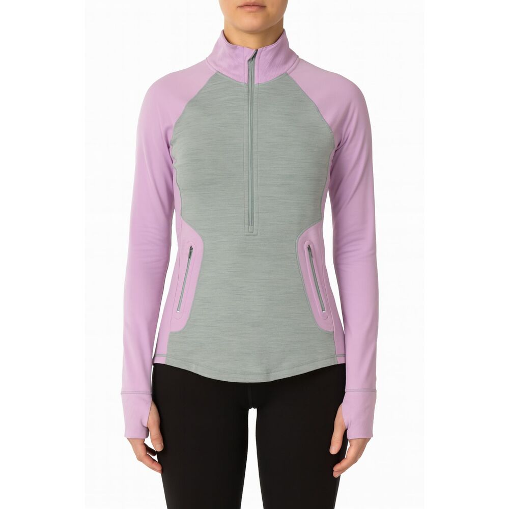 Under Armour ColdGear Infrared 1/4 Zip Thermal Top XS grey pink athletic
